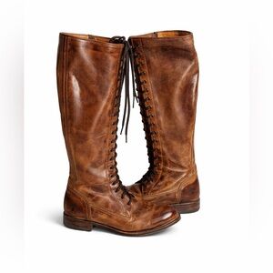 Vintage Frye Vienna Boots Knee High Lace up Zip up Made in Spain